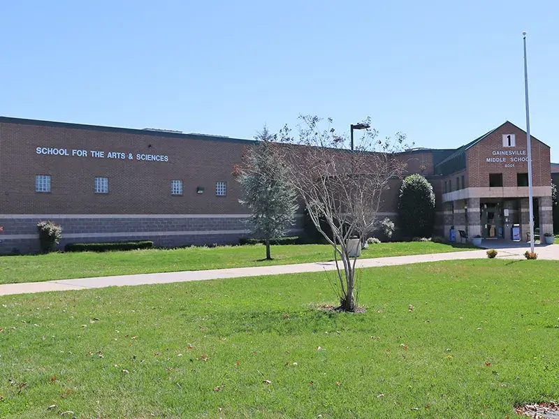 Gainesville Middle School building entrance