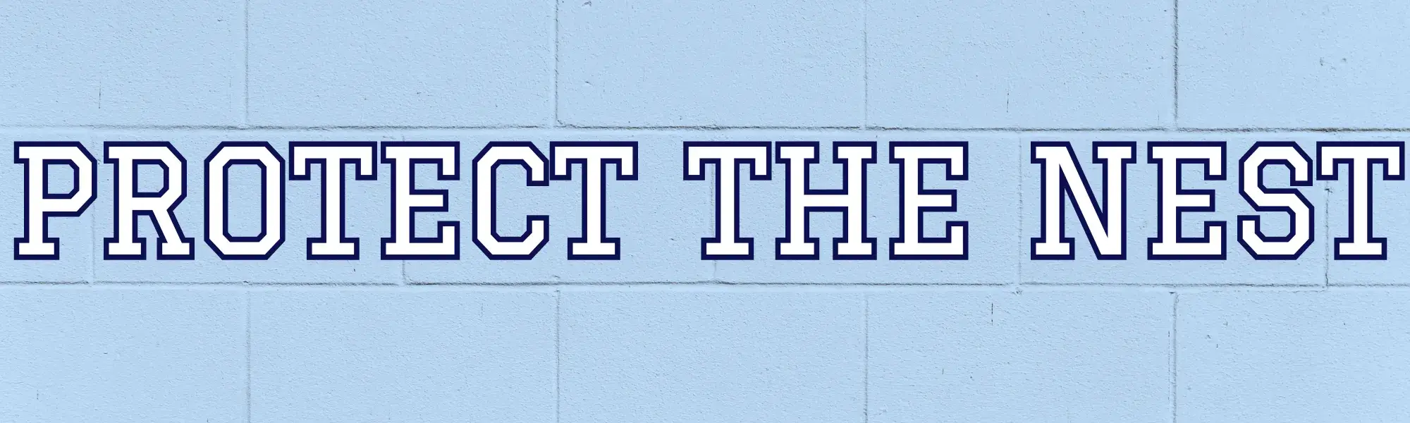 Protect the nest in white letters on a blue background
