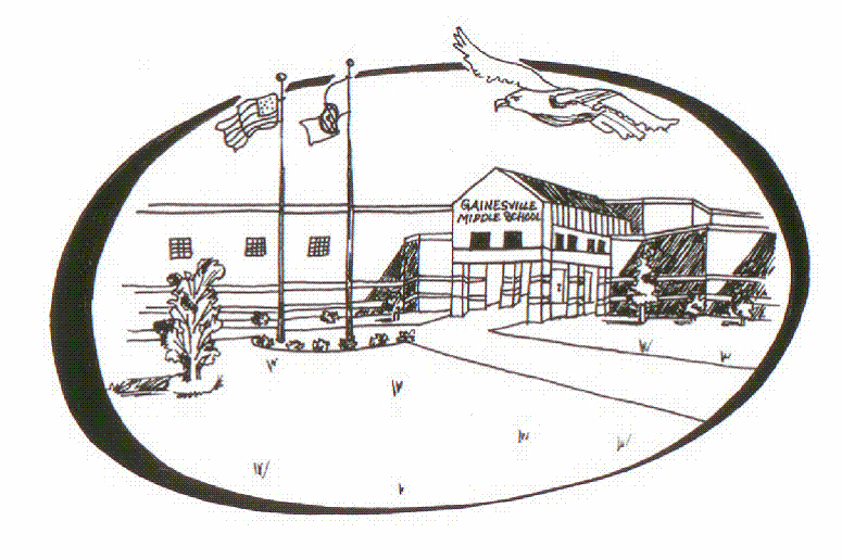 drawing of the front of Gainesville Middle School